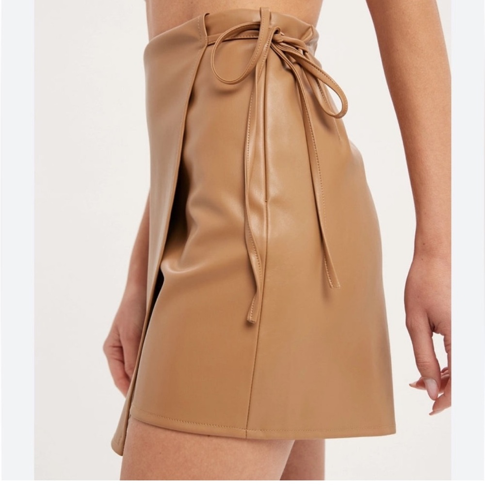 Abercrombie Vegan Leather Front Tie Skort
